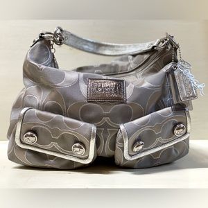 Silver Coach Poppy Shoulder Bag